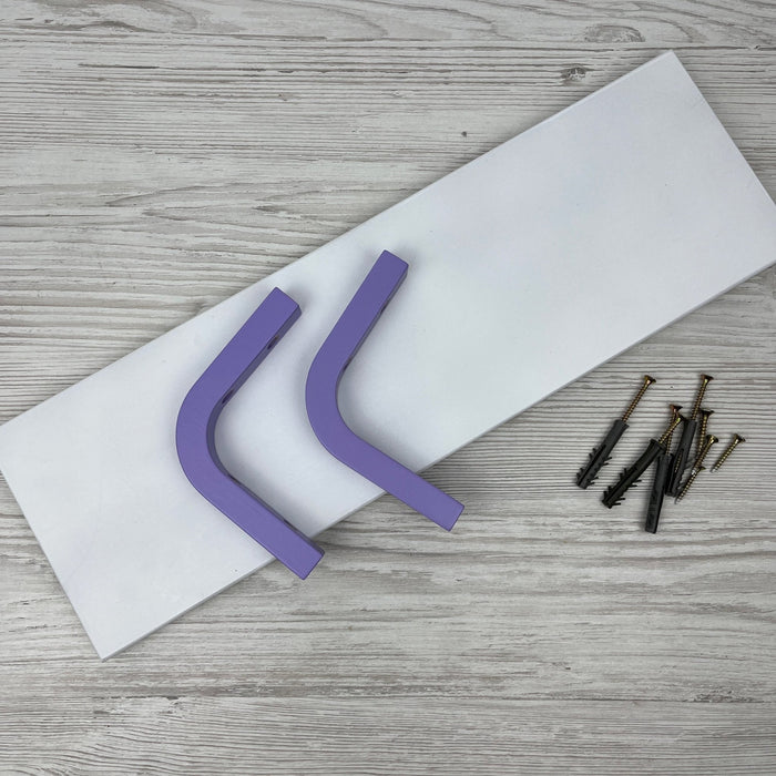 Small White Floating Shelf with Bright Brackets | 16" x 5" - Image 7