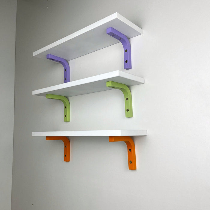 Small White Floating Shelf with Bright Brackets | 16" x 5" - Image 12