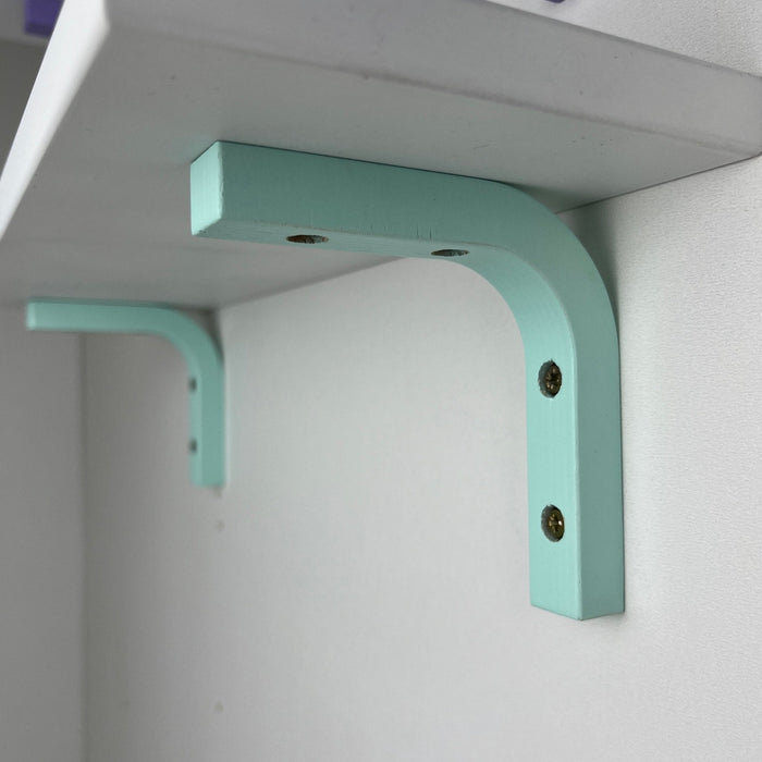 Small White Floating Shelf with Bright Brackets | 16" x 5" - Image 4