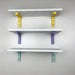 Small White Floating Shelf with Bright Brackets | 16" x 5" - Image 2