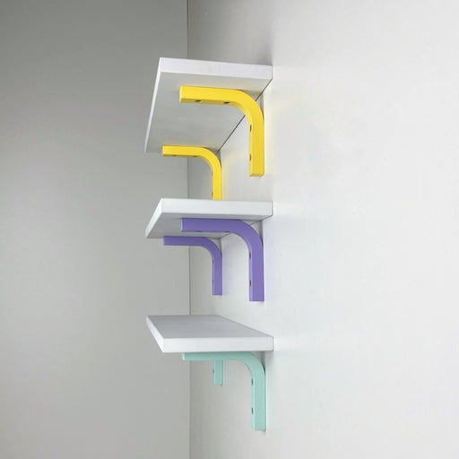 Small White Floating Shelf with Bright Brackets | 16" x 5" - Image 3