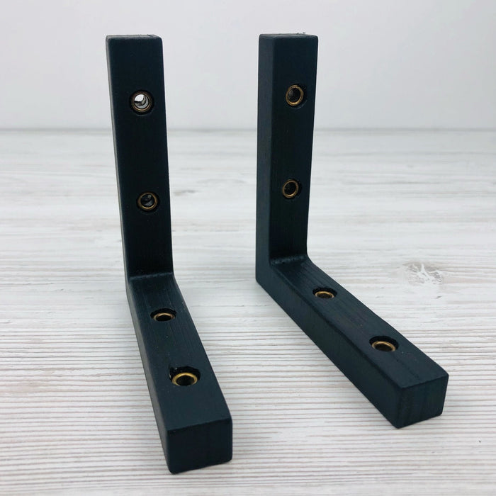 Small Wooden Shelf Brackets | Black 4"x4" - Image 4