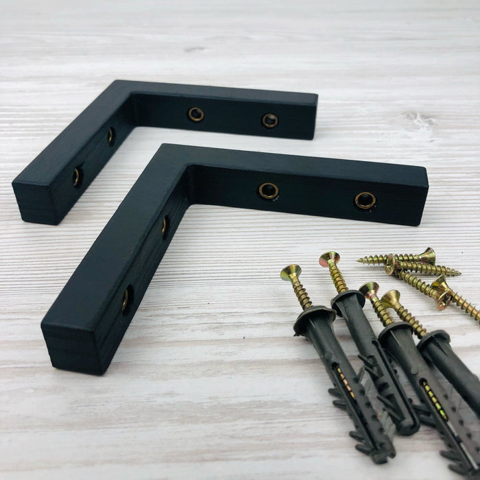Small Wooden Shelf Brackets | Black 4"x4" - Image 7