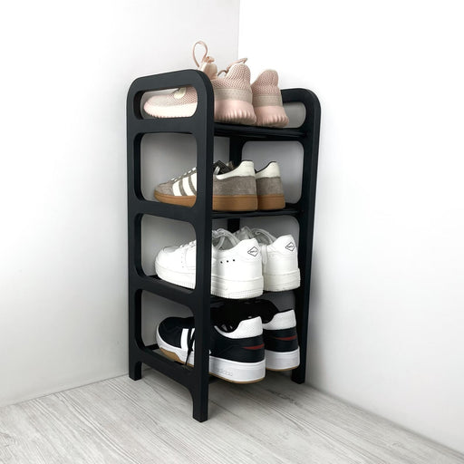 Vertical Corner Shoe Shelf | Black + Black Rods - Image 1
