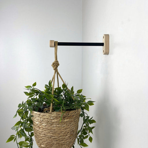 Wall Hook for Hanging Plant | Black & Natural 6" 8" 10" - Image 1