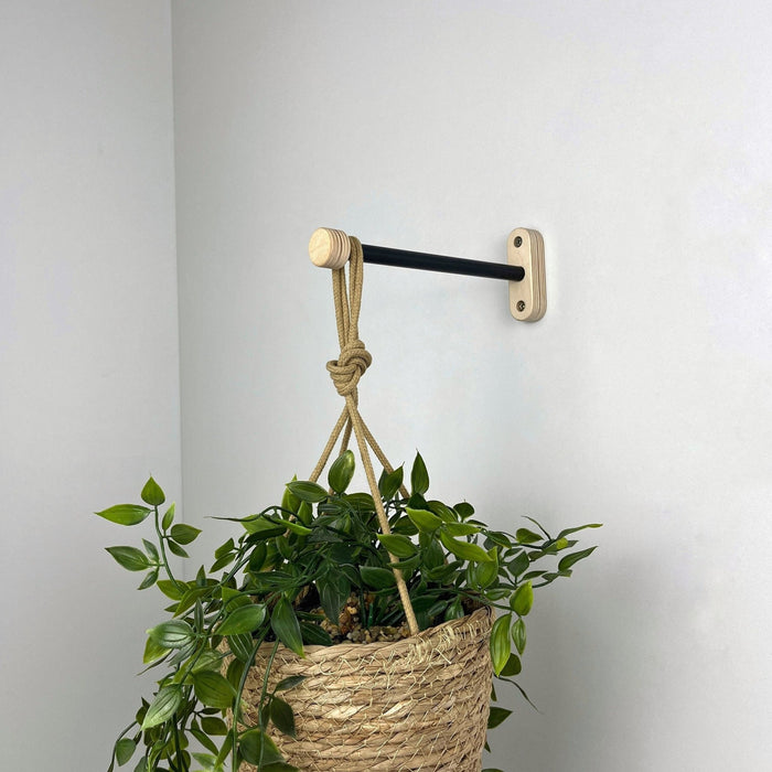 Wall Hook for Hanging Plant | Black & Natural 6" 8" 10" - Image 2