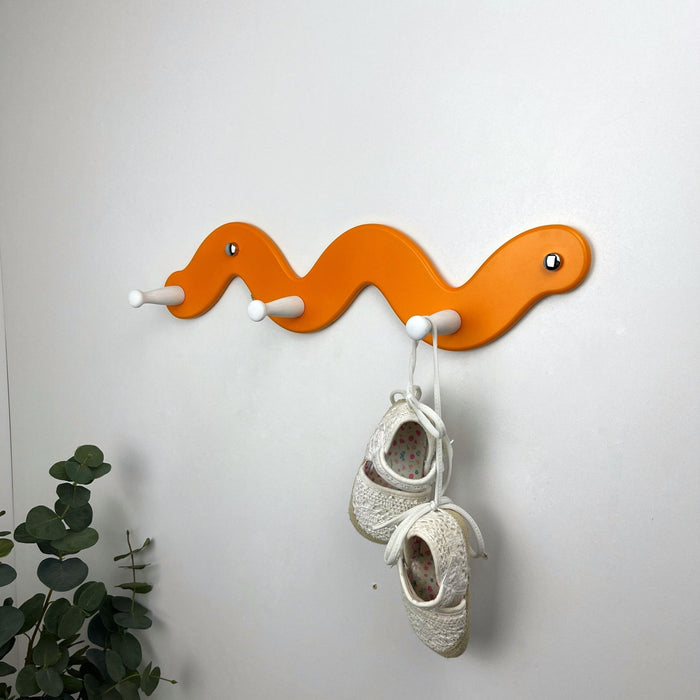 Wall Rack Snake with 3 Hooks | Orange Color - Image 1