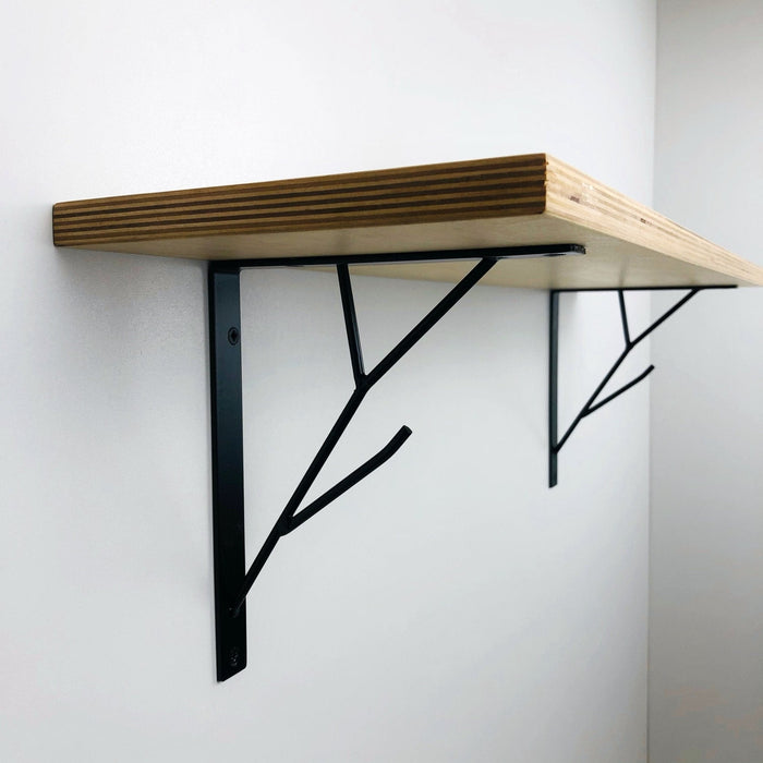 White Floating Shelf with Black Metal Brackets - Image 4