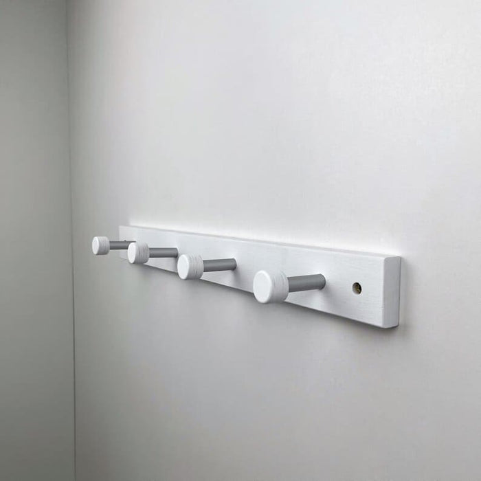 White Hallway Coat Rack | Wood and Metal Wall Hanger Hooks - Image 3