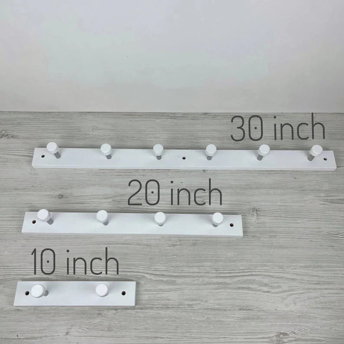 White Hallway Coat Rack | Wood and Metal Wall Hanger Hooks - Image 4