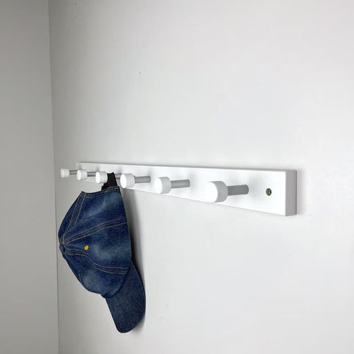 White Hallway Coat Rack | Wood and Metal Wall Hanger Hooks - Image 1