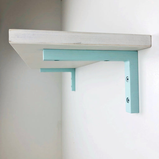 Wood Wall Brackets for Floating Shelves | Sky Blue 6"x4" - Image 1