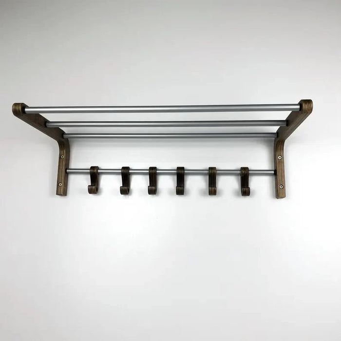 Wall Mounted Coat Rack for Entryway | Walnut + Silver Rods - Image 4