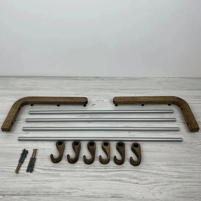 Wall Mounted Coat Rack for Entryway | Walnut + Silver Rods - Image 5