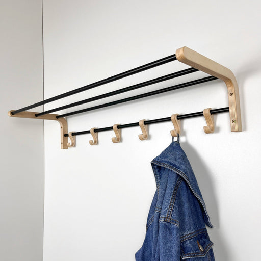 Wooden Coat Rack With Hooks And Shelf Natural - Image 2