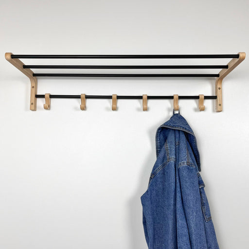 Wooden Coat Rack With Hooks And Shelf Natural - Image 1