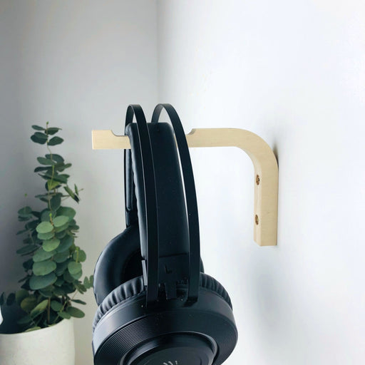 Wooden Headphone Hanger Wall Hook | Unfinished 6"x4" - Image 1