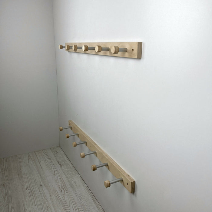 Wooden Natural Wall Shelf With Metal Hooks for Shoes - Image 6