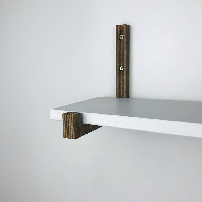 Wooden Shelf Brackets with Lip | Walnut - Image 2