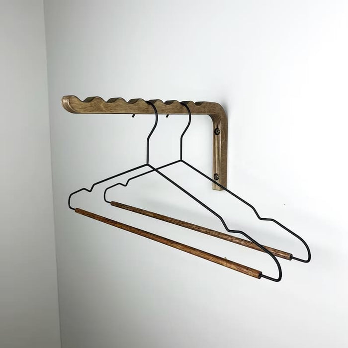 Wooden Wall Hanger for Clothes | Walnut Color - Image 1