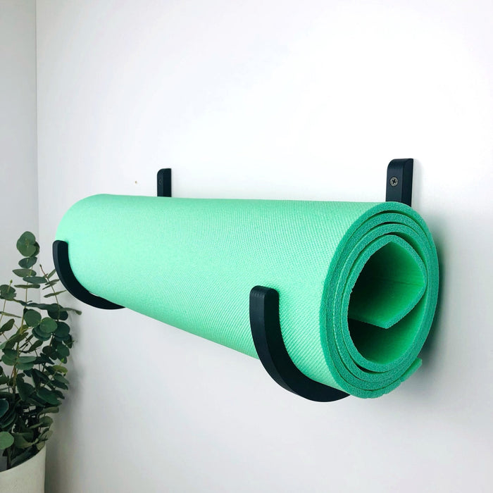 Wooden Yoga Mat Holder for Wall | Black - Image 1