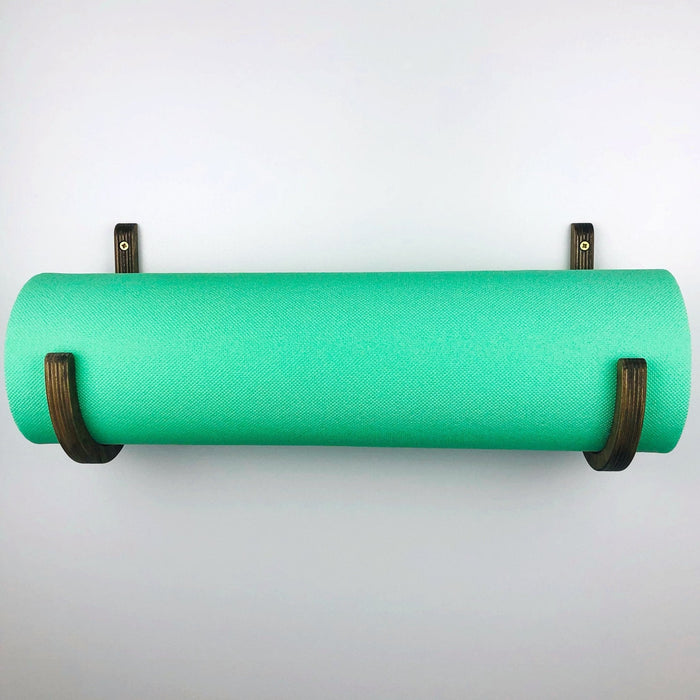 Wooden Yoga Mat Wall Hook Set | Walnut - Image 2