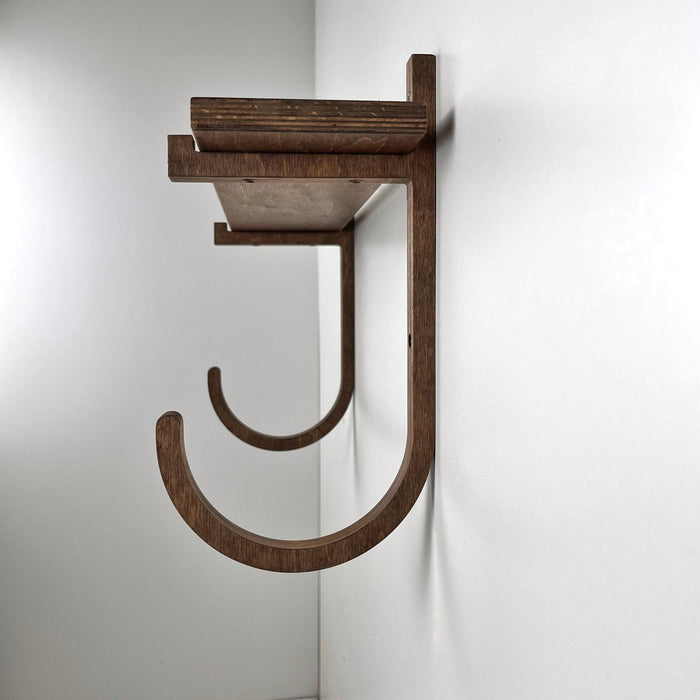 Yoga Mat Storage Rack with Shelf | Walnut - Image 4