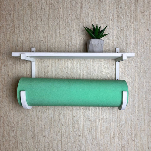 Yoga Mat Wall Holder with Shelf | White - Image 1